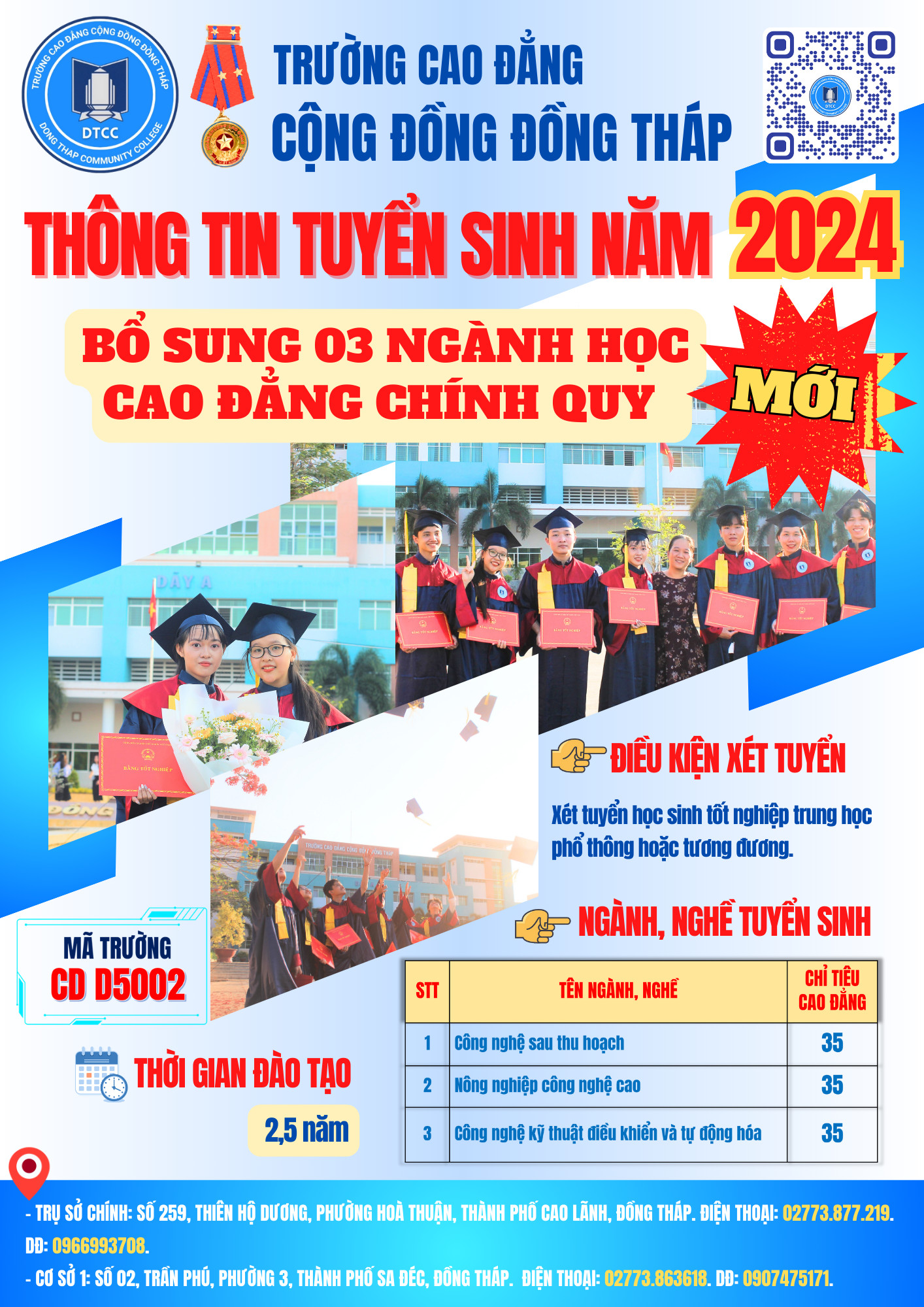 Thông tin tuyển sinh bổ sung 3 ngành nghề mới hệ cao đẳng chính quy năm